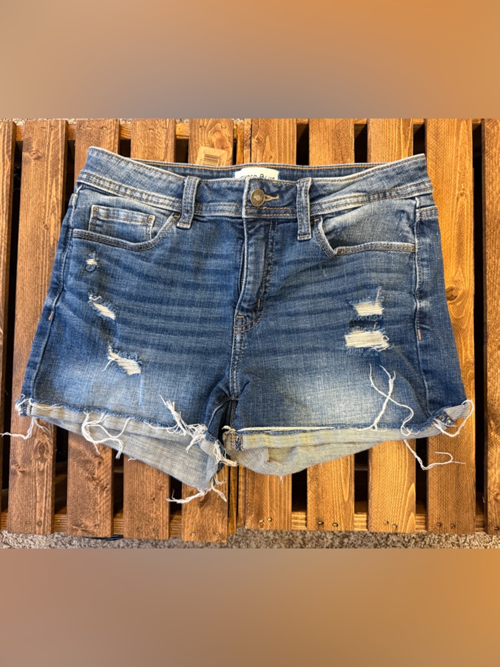 Casual Distressed Blue Denim Cutoff Shorts like New!!